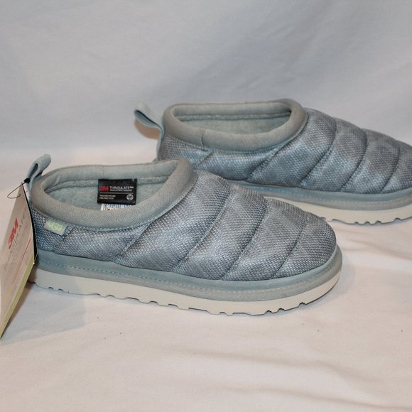 NIB UGG WOMEN'S PUFFER TASMAN LOGO SHEARLING LINED SLIPPERS BLUE - Picture 2 of 7